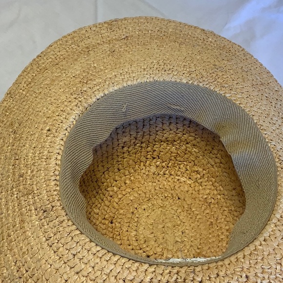 Raffia Sun Hat - Hand Crocheted with Black Cotton Back Bow - Picture 7 of 10